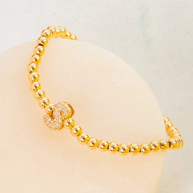 Pulsera Dorada Con Inicial S Mini Bubble Zirconia Lorenza 25073