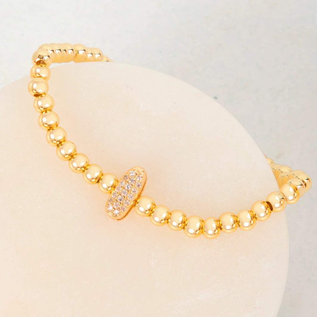 Pulsera Dorada Con Inicial I Mini Bubble Zirconia Lorenza 25075