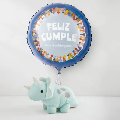 Hugo Sauro Peluche con Globo "Feliz Cumple!" Gorritos 25099