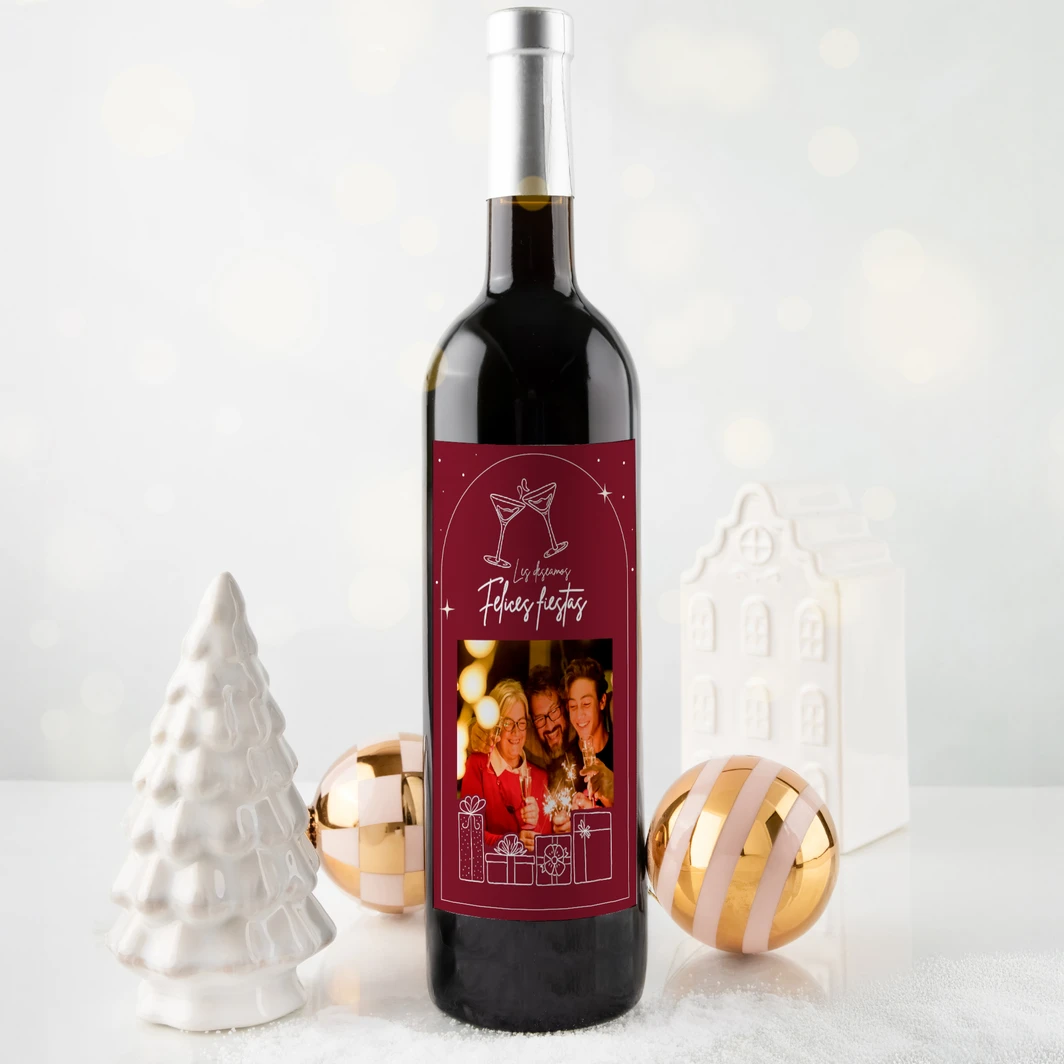 Personalize Wine 3V with “Happy Holidays” label 25197