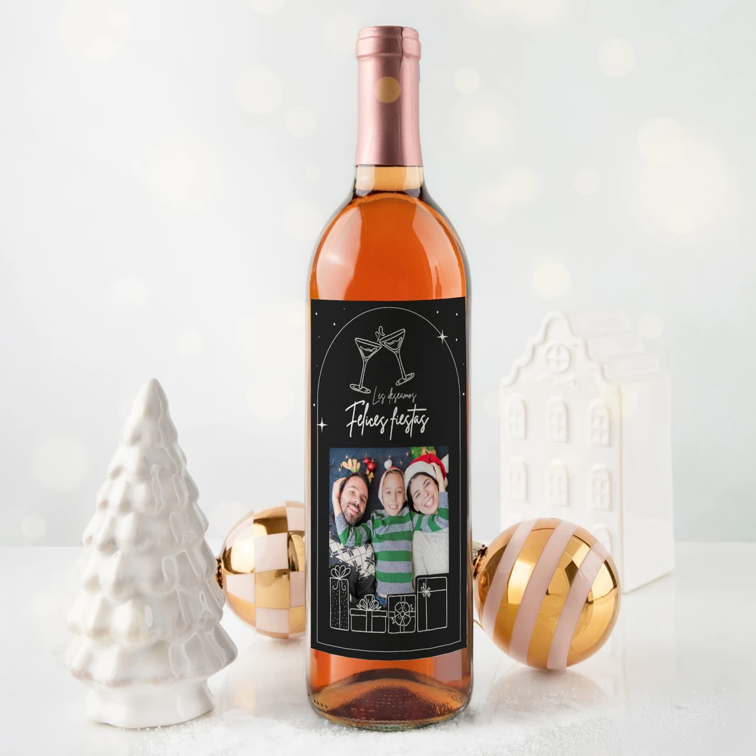 Customize Beringer Wine with “Happy Holidays (Black)” label 25200-P