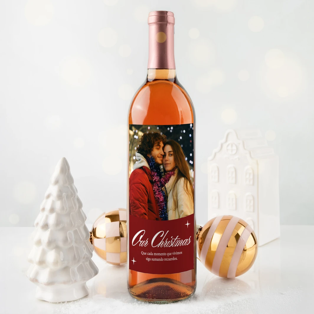 Personaliza Vino Beringer con etiqueta "Our Christmas" 25204-P