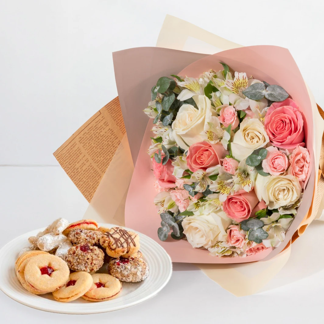 Galletas con Ramo de Rosa Hermosa 25309