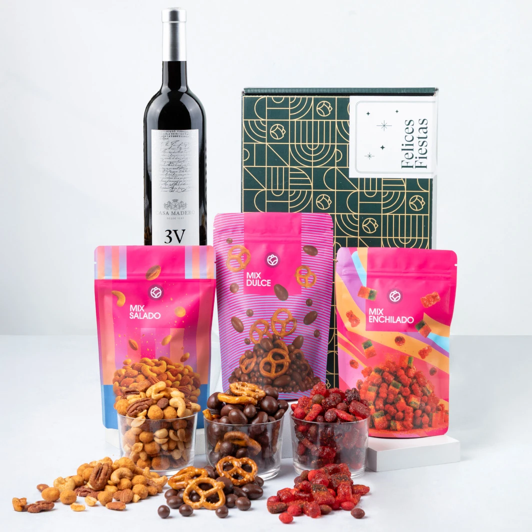 Canasta Felices Fiestas con Vino 3V y Botanas 25447