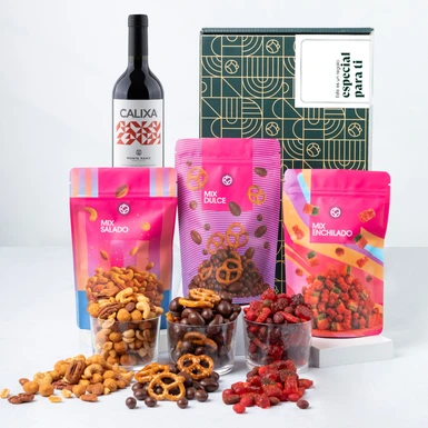 Canasta Regalo Especial  con Vino Calixa y Botanas 25456