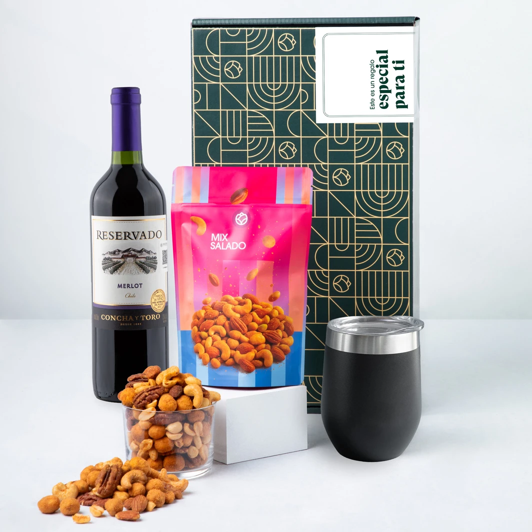 Regalo Especial con Vino, Termo y Botana 25506-P