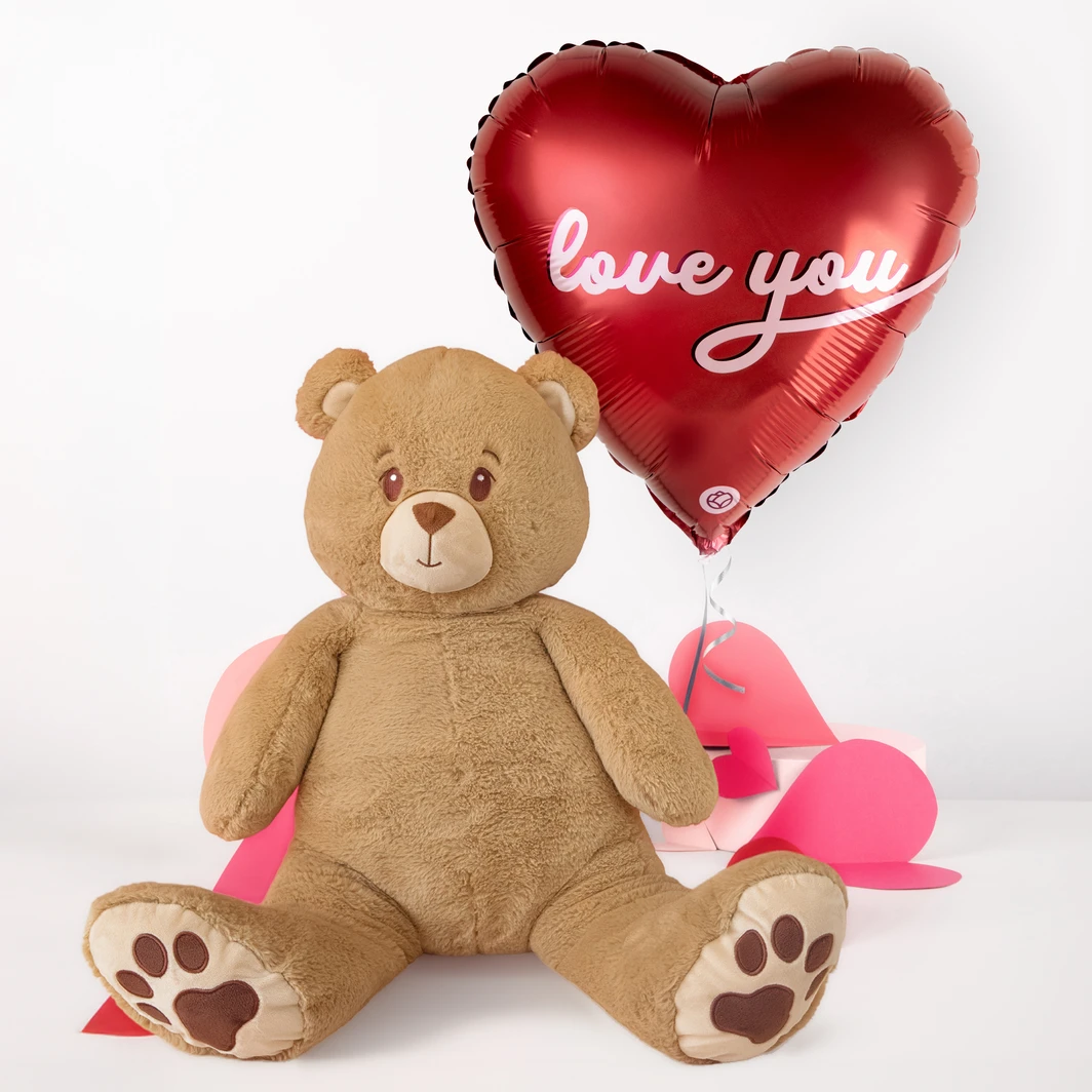 Abrazo Gigante con Oso de Peluche 75cm y  Globo Love You 25582