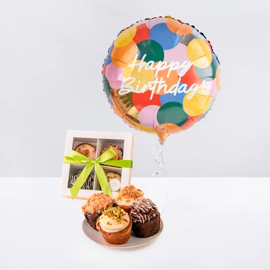 Muffins la Divinata con Globo Happy Birthday 25633