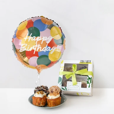 Muffins la Divinata con Globo Happy Birthday 25633