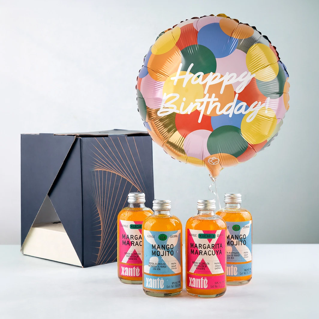 4 Pack Cocktails y Globo Happy Birthday 25646