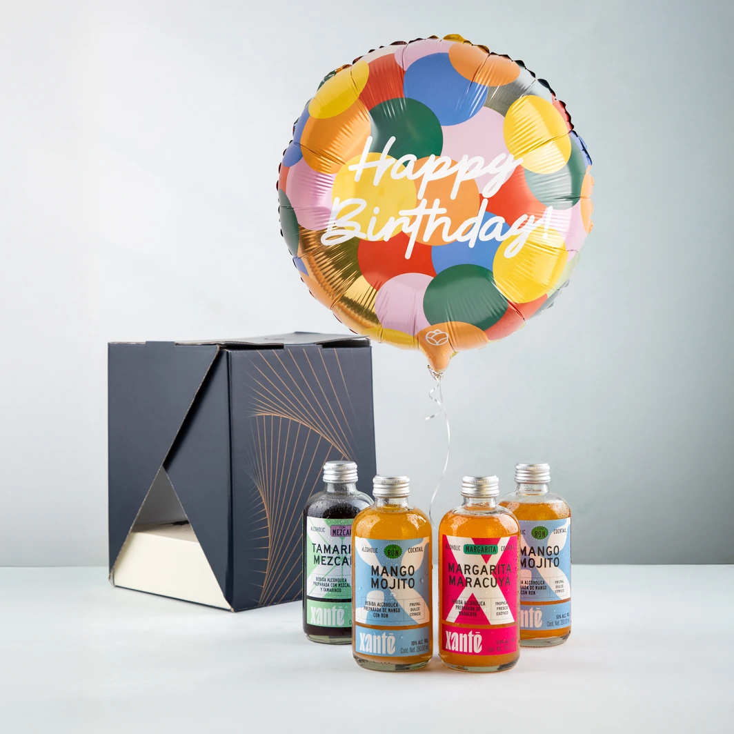 4 Pack Cocktails y Globo Happy Birthday 25646