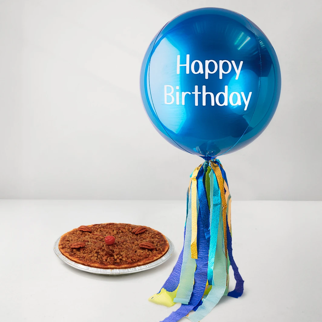 Pecan Pie by Lavalle’s and Blue Sphere Balloon “Happy Birthday” 25693
