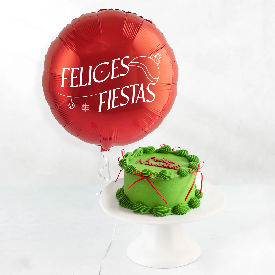 Pastel Navideño Lunchbox con Globo "Felices Fiestas" 25704
