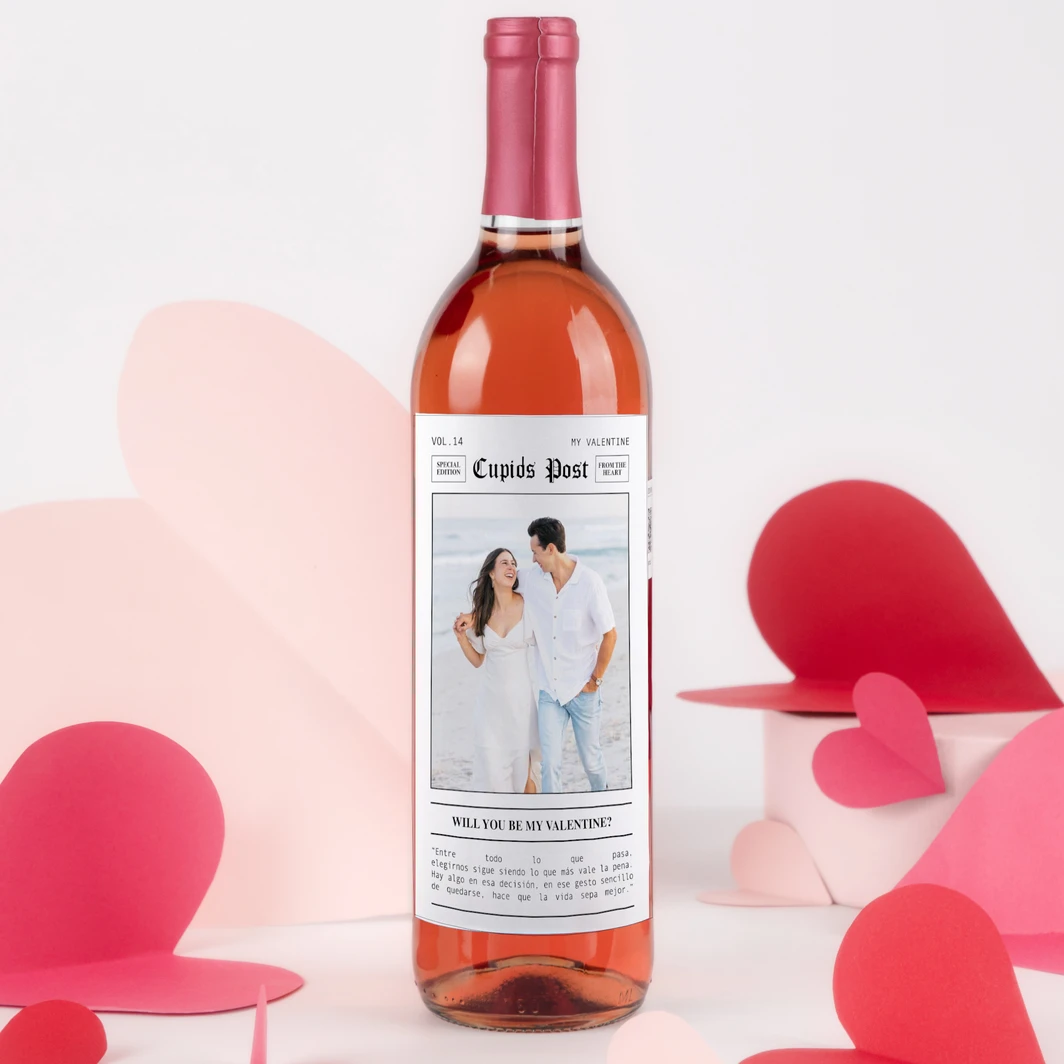Personaliza Vino Beringer con etiqueta "Will You Be My Valentine?" 25709-P