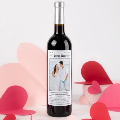 Personaliza Vino 3V con etiqueta "Will You Be My Valentine?" 25715-P