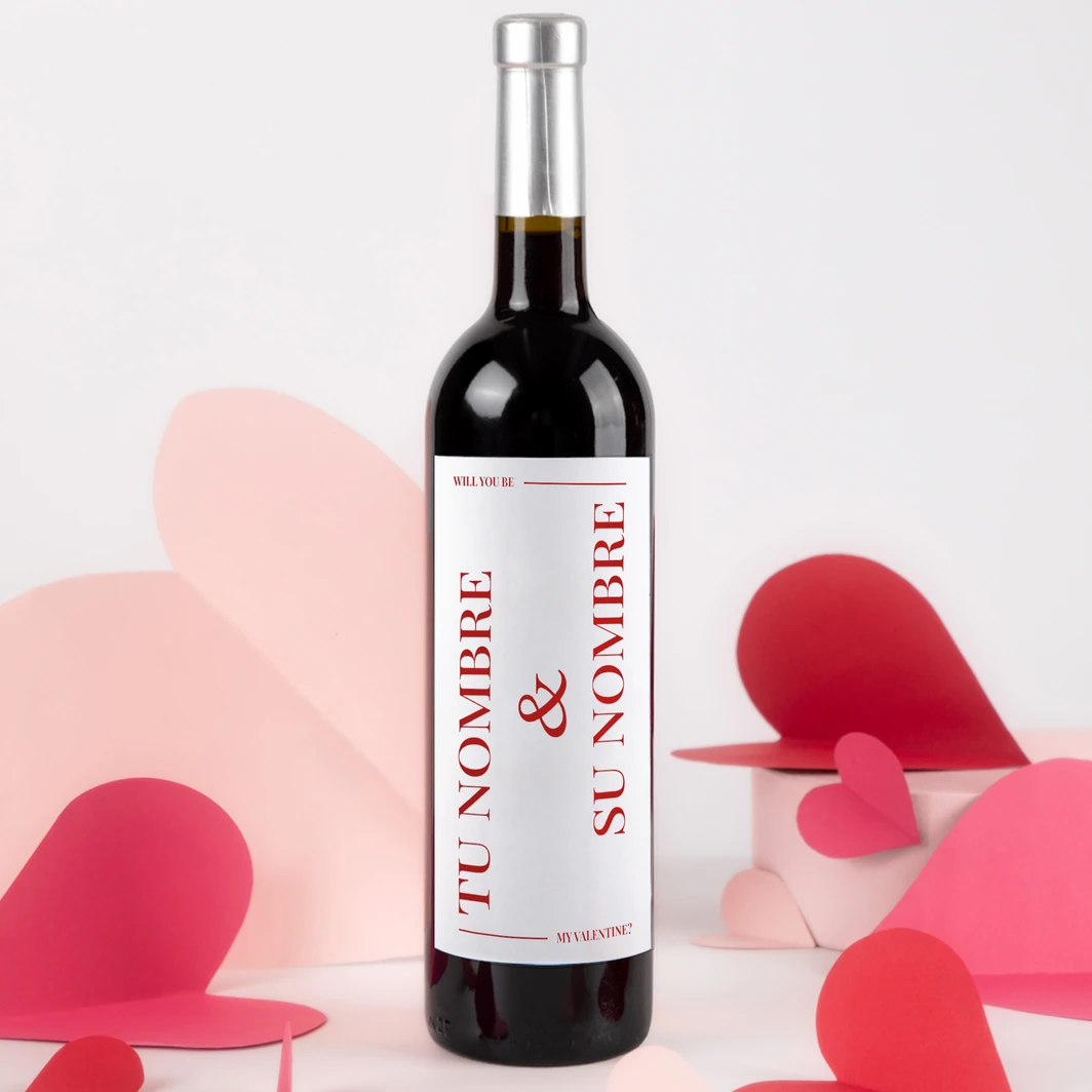 Personaliza Vino 3V con etiqueta "Will You Be My Valentine?" 25718-P