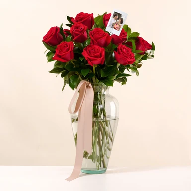 12 Rosas Rojas con Mini Foto 25779