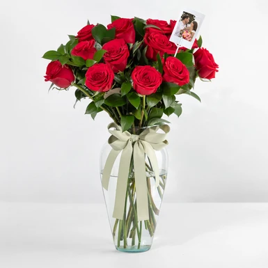 12 Rosas Rojas con Mini Foto 25779