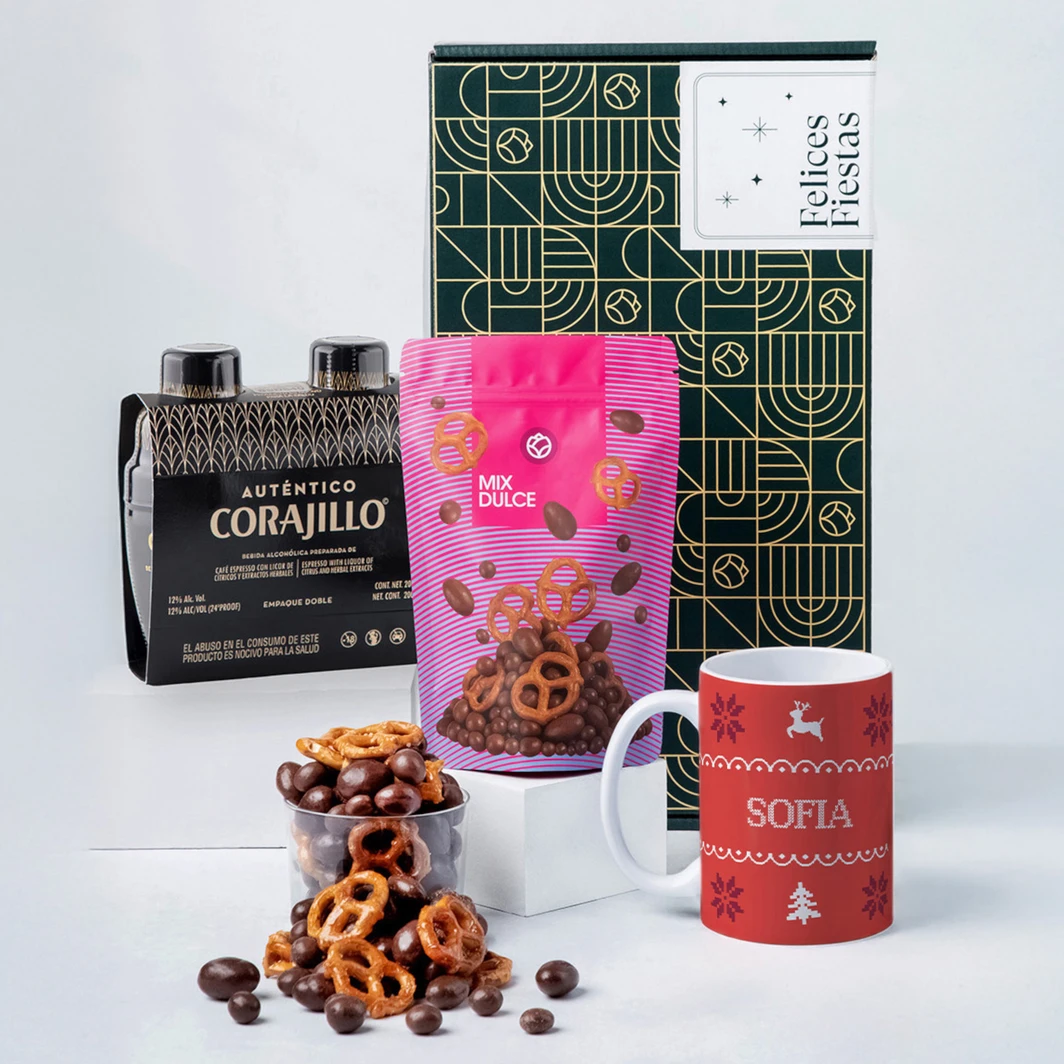 Corajillo con Taza y Bolsa Mix Dulce Felices Fiestas 25860-P