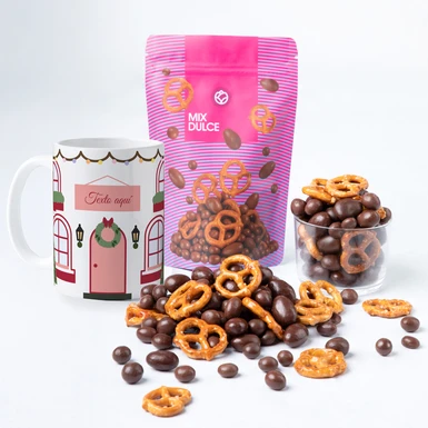 Taza Navideña "Holiday Home" + Mix Botanas Dulces EF 25902