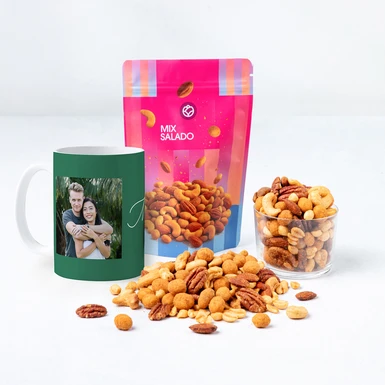 Taza Navideña "Xmas Trio Verde" con Mix Salado EF 25903