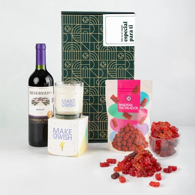 Caja de Regalo Cumpleaños con Vela, Vino y Botanas 25935