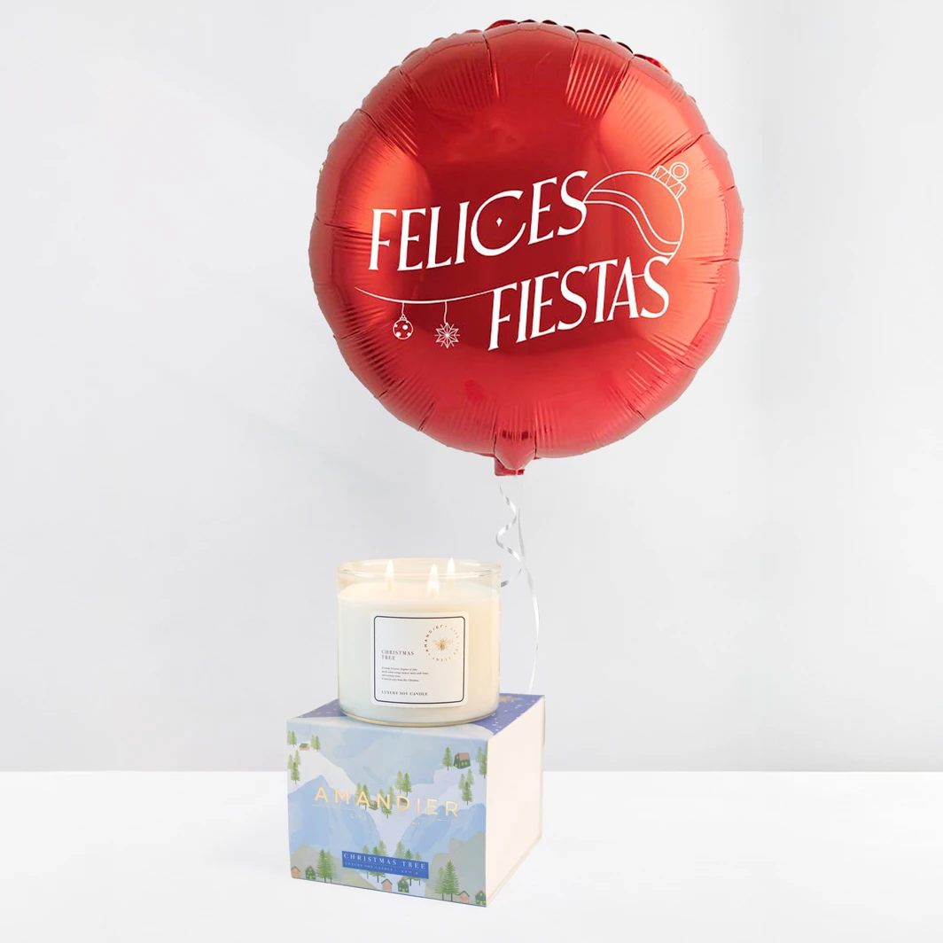 Globo "Felices Fiestas" con Vela 25955