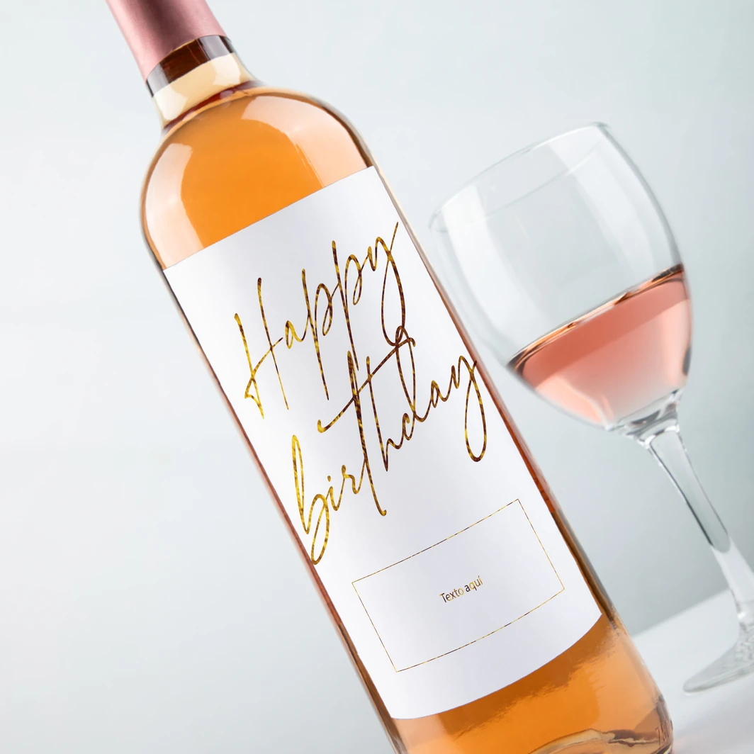 Vino Personalizado Rosado con Etiqueta "Happy Birthday" 26019-P