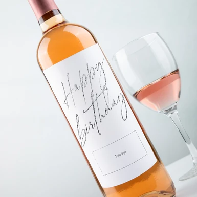 Vino Personalizado Rosado con Etiqueta "Happy Birthday" 26020-P