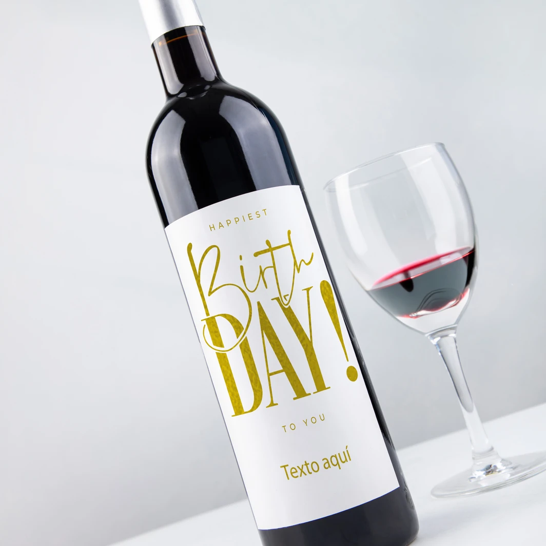 Vino Personalizado Tinto con Etiqueta "Happiest Birthday to You" 26028-P