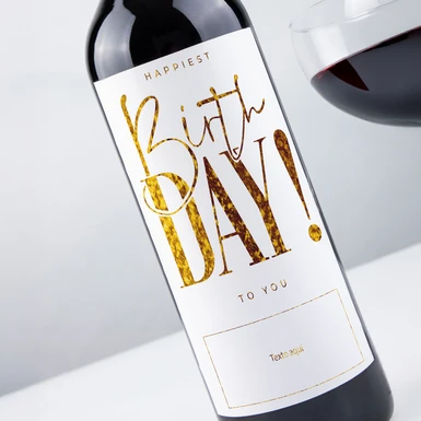Vino Personalizado Tinto con Etiqueta "Happiest Birthday To You" 26037