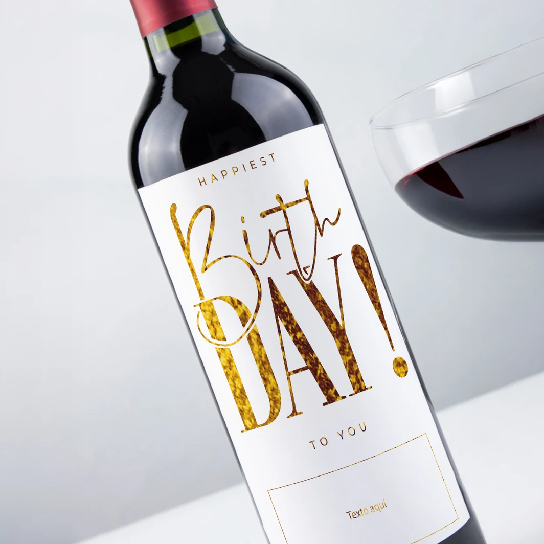 Vino Personalizado Tinto con Etiqueta "Happiest Birthday To You" 26047-P