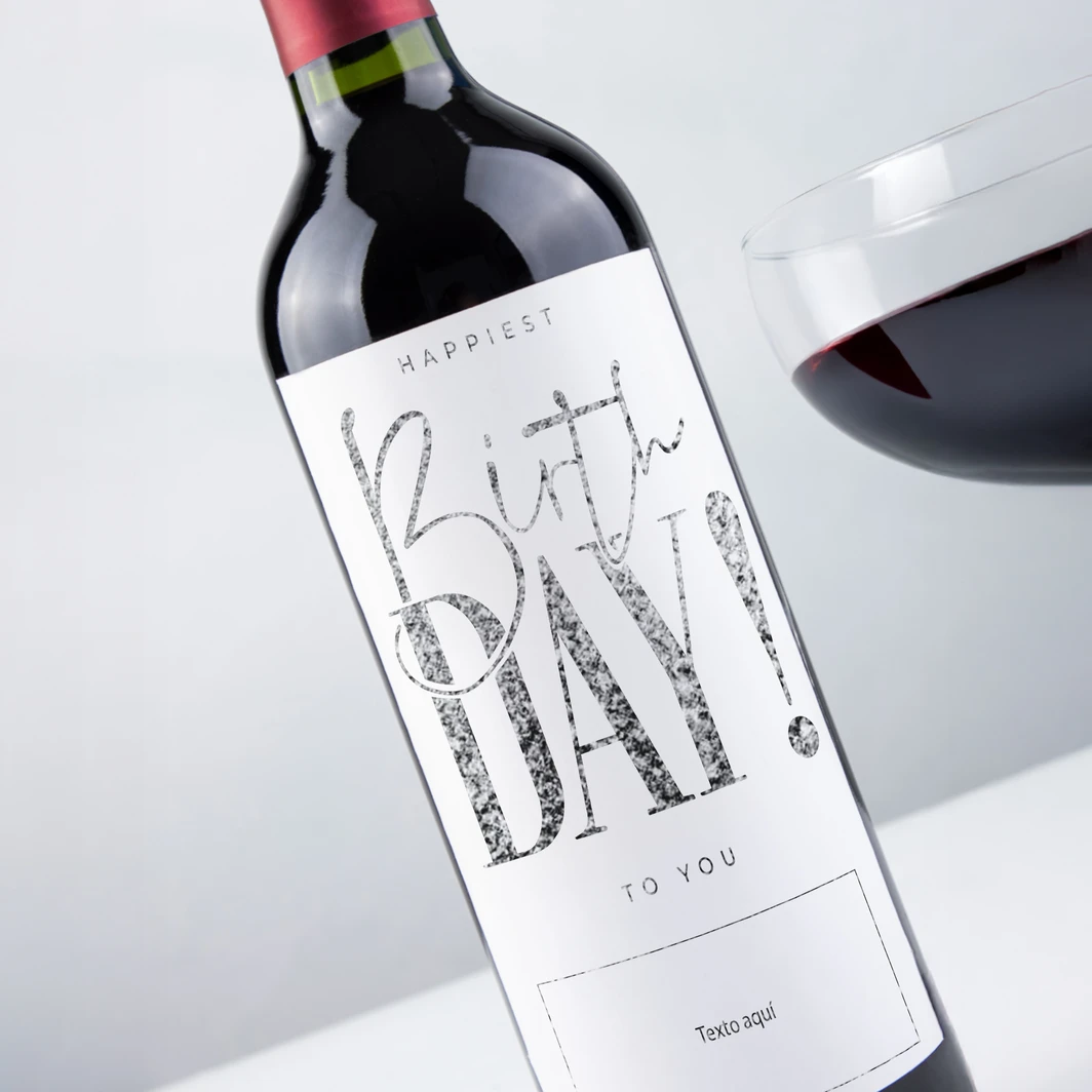 Vino Personalizado Tinto con Etiqueta "Happiest Birthday To You" 26048