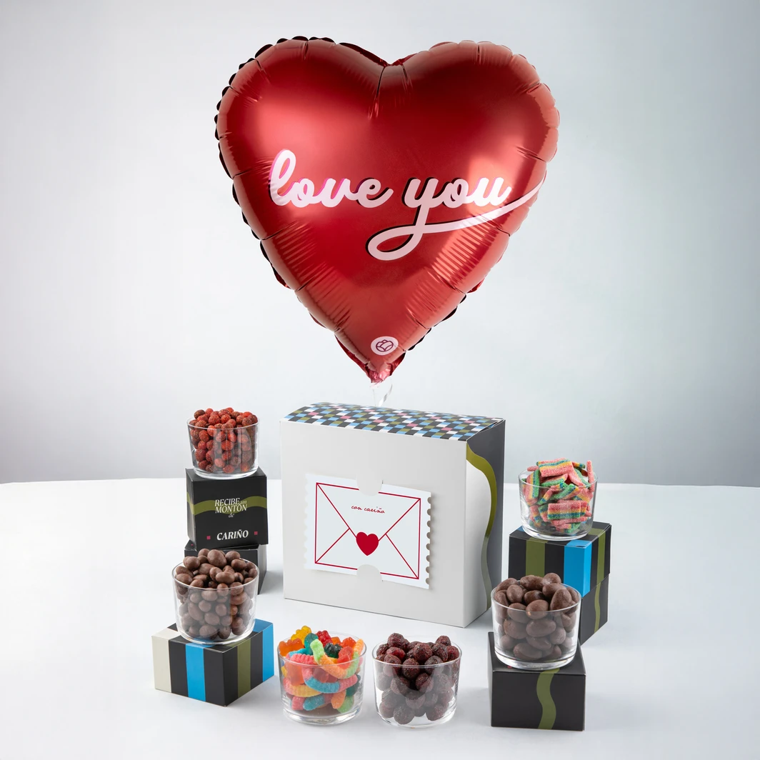 Regalo Con Cariño Botanas Dulces y Globo Love You 26073