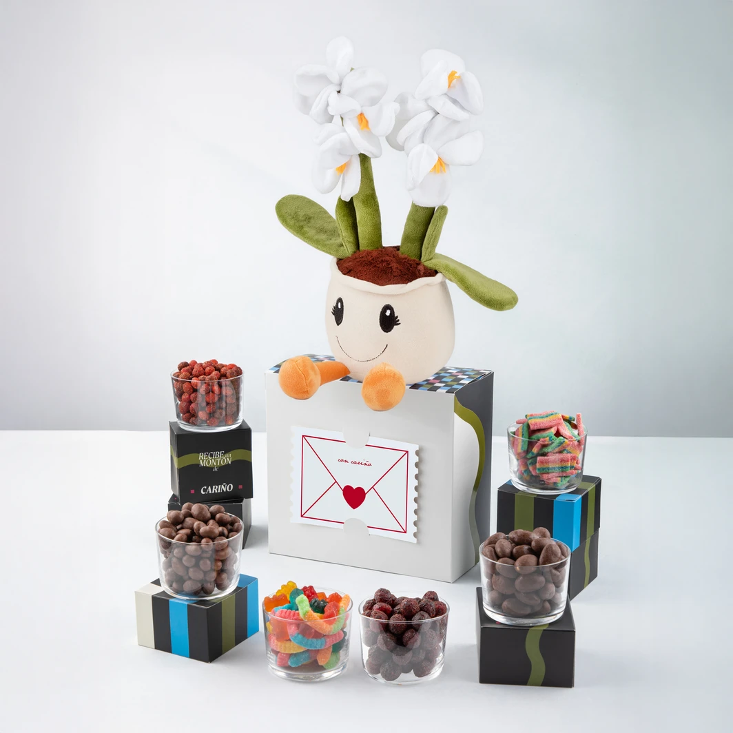 Caja de Botanas Con Cariño y Peluche 26074