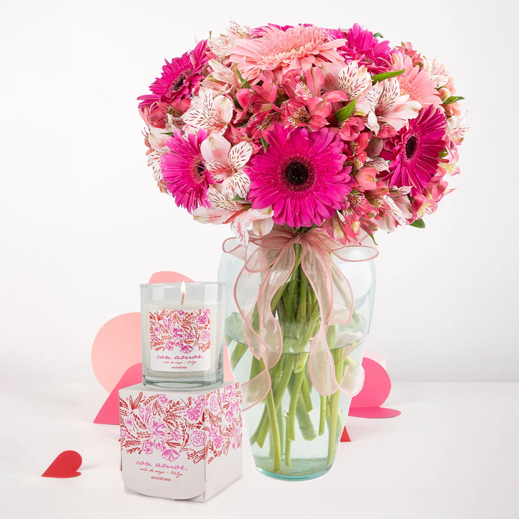 Vela con Amor Enviaflores & Jarrón 26092