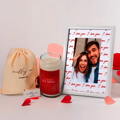 ⁠Vela Tu Amor Me Ilumina con Marco Personalizado "I Love You" 26095