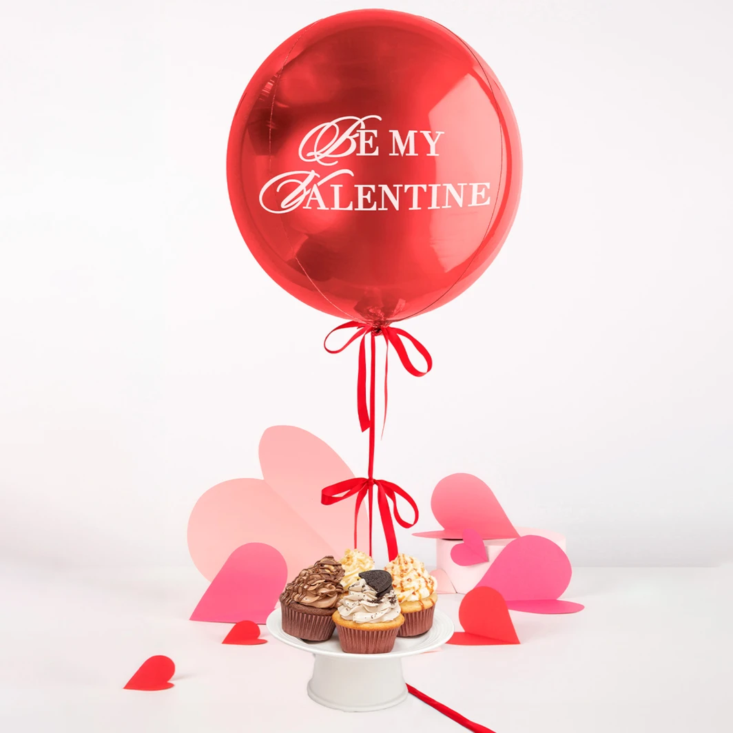 Cupcakes Mil Miel con Globo "Be my Valentine" 26114