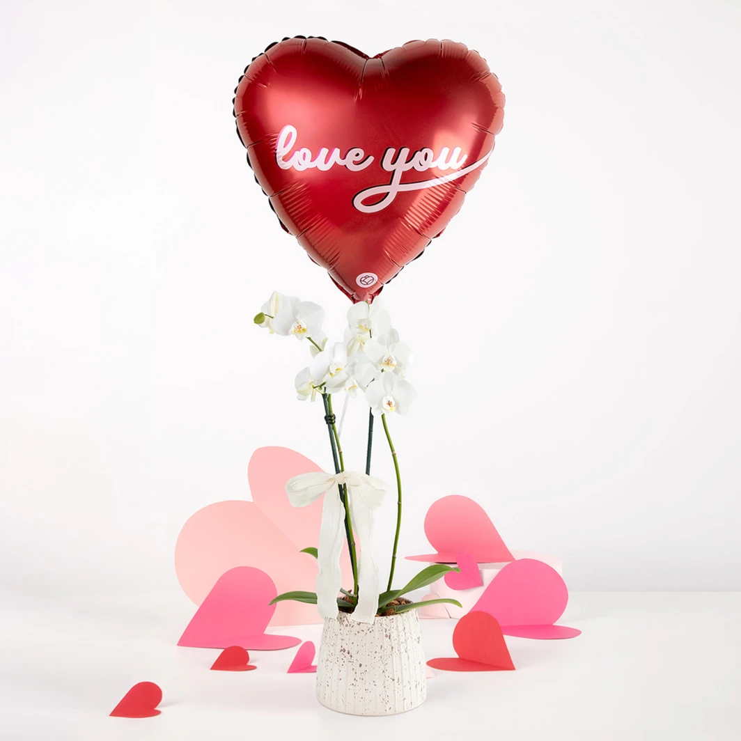 Orquídea Blanca con Globo "Love You" 26144