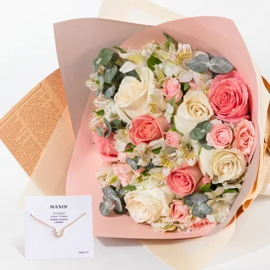 Aquarius Constellation Necklace with Rose Bouquet 26170