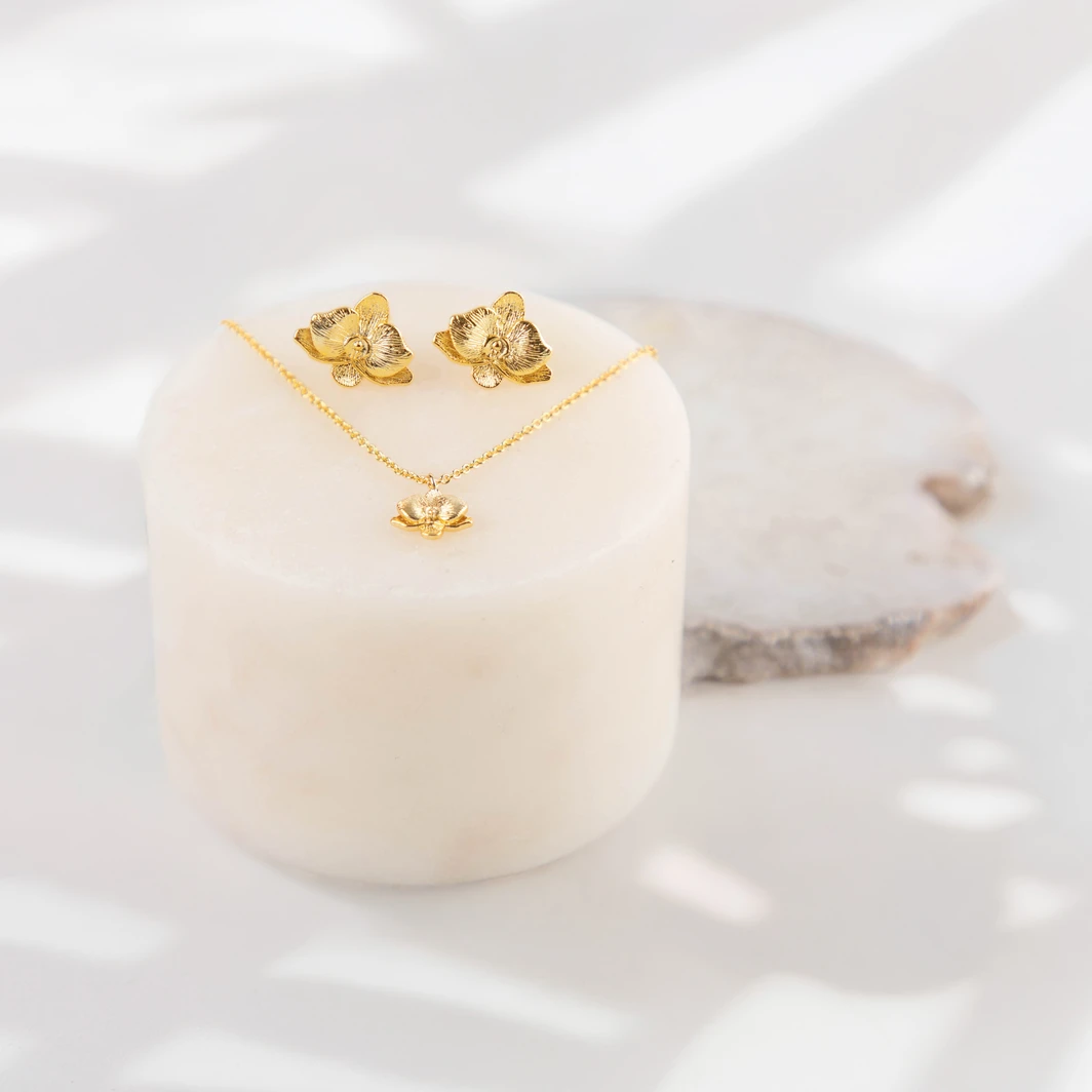 Set Collar y Aretes de Orquídea Malandra 26178