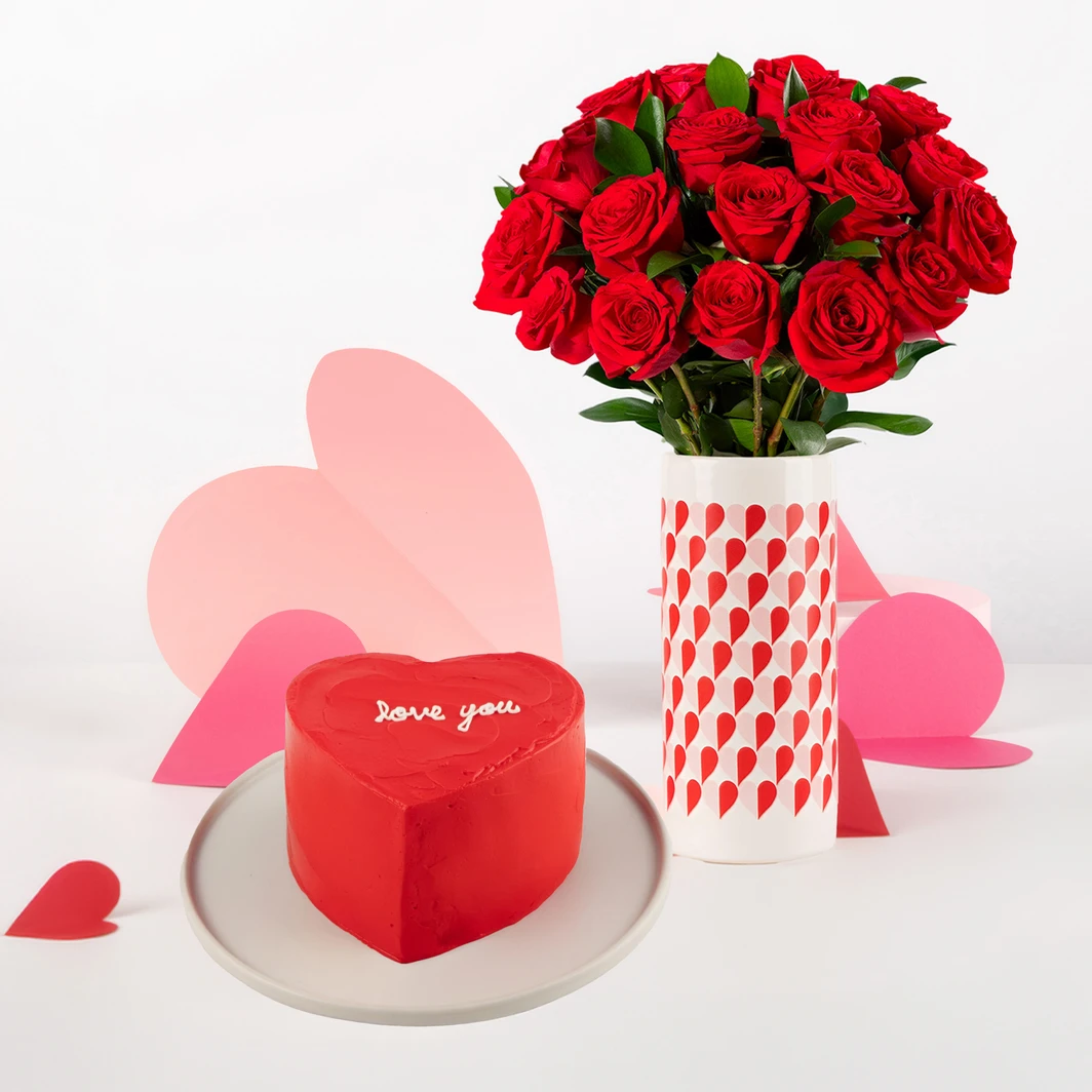18 Rosas Rojas con Pastel Love You La Divinata 26218