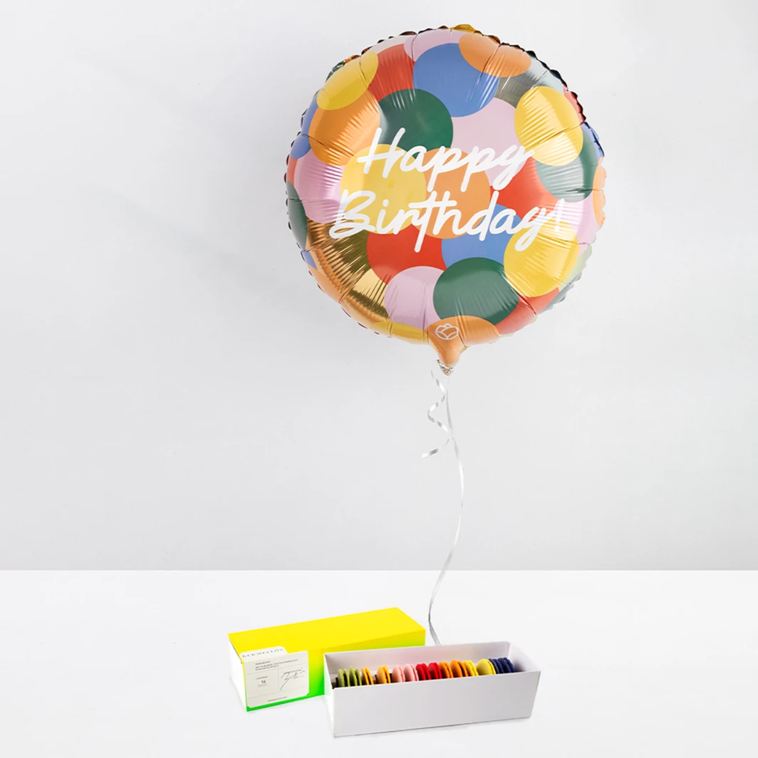 Caja de Bermellón y Globo Happy Birthday 26231