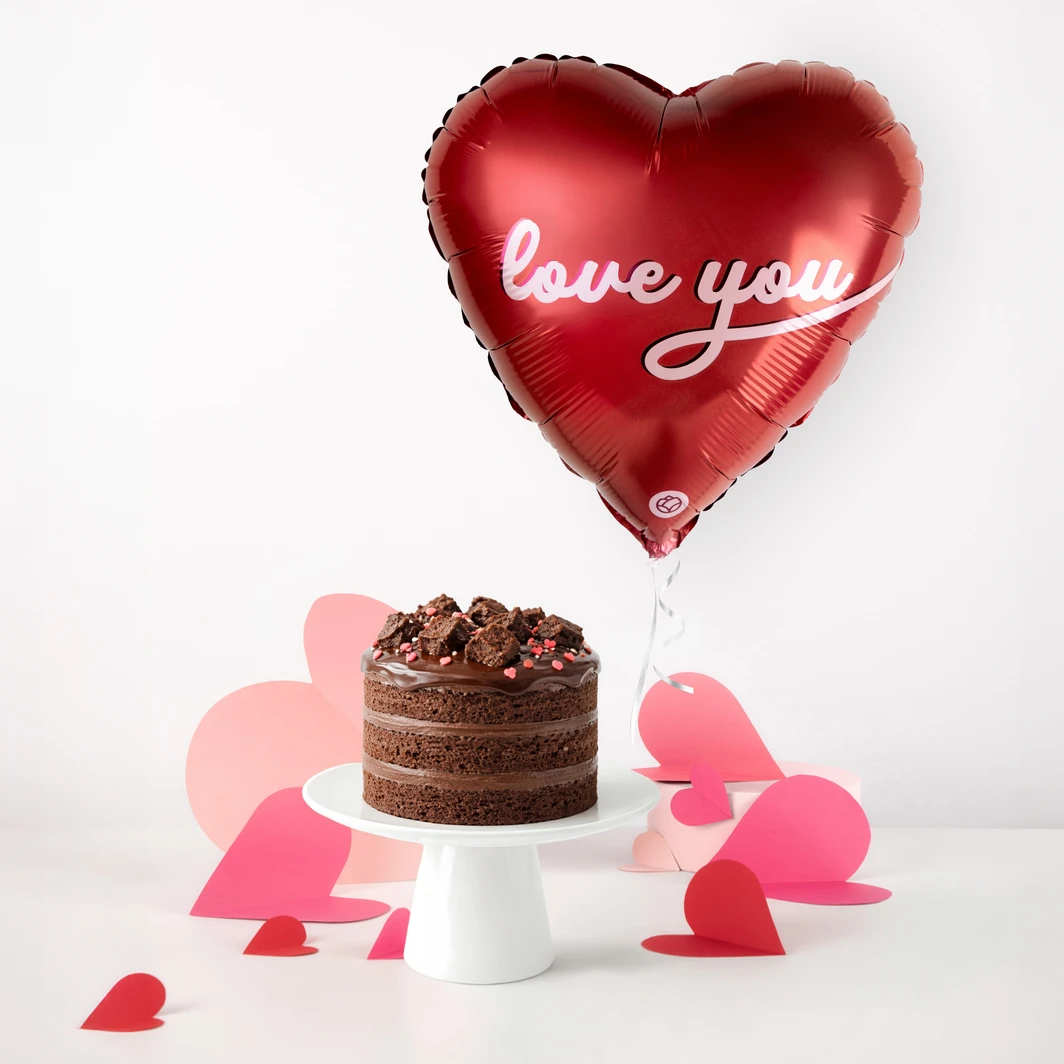 Pastel Chocolate Mediano SV Florence con Globo "Love You" 26244