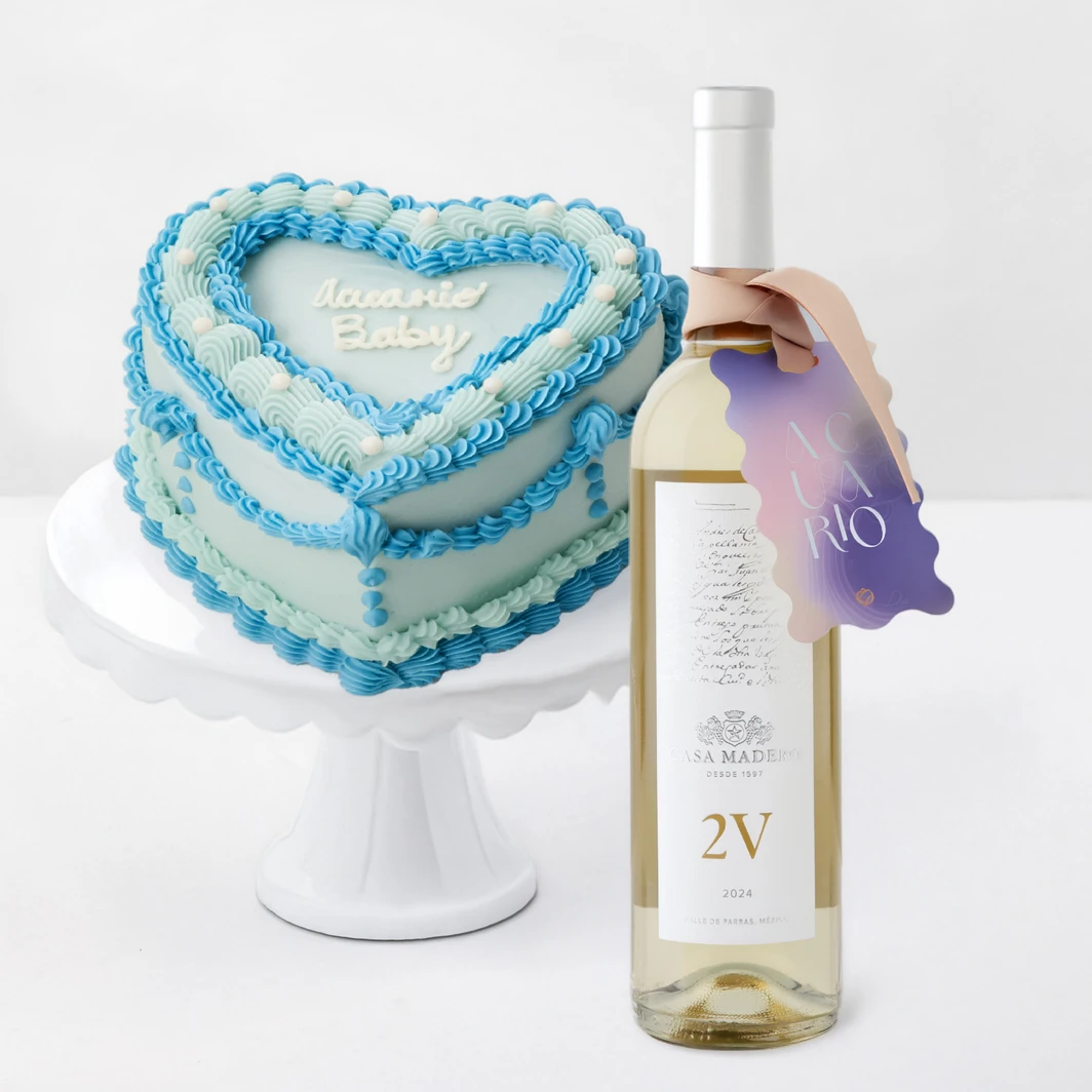 Vino Blanco con Distintivo con Pastel La Divinata Acuario 26284