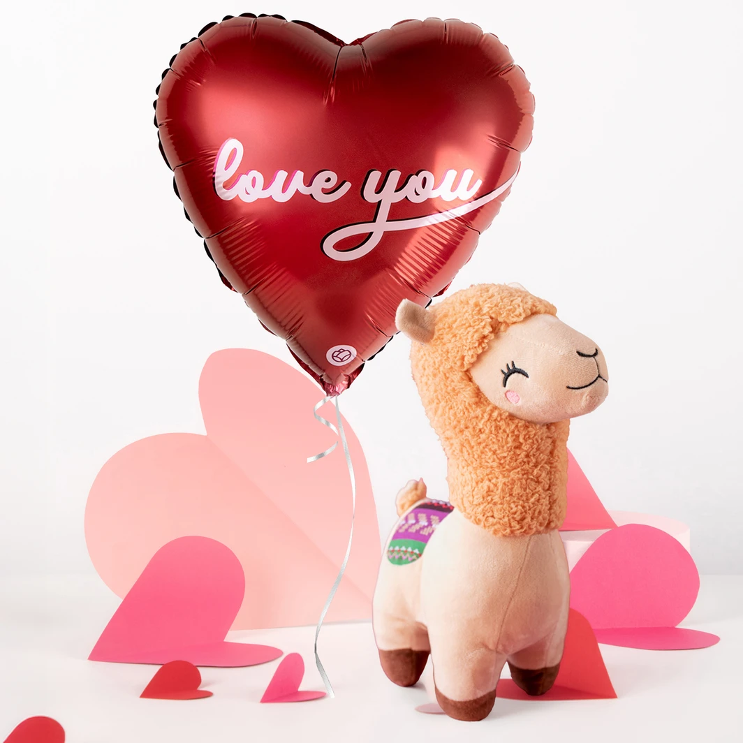Globo "Love You" con Llama de Peluche 26319