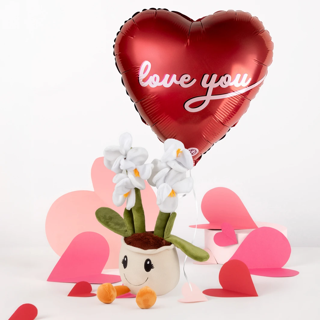 Globo "Love You" con Mini Orquidea de Peluche 26320