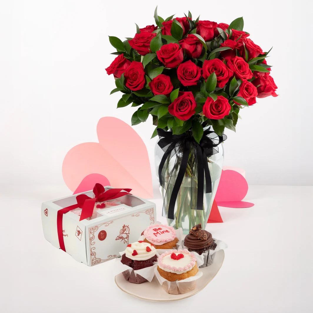 24 Rosas Rojas y Muffins con Amor  26330