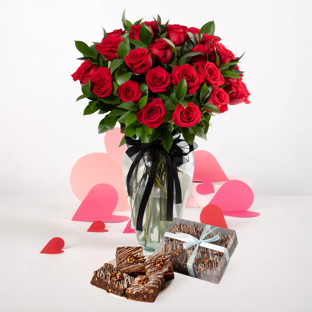 Rosas Rojas con Brownies Bakings  26342