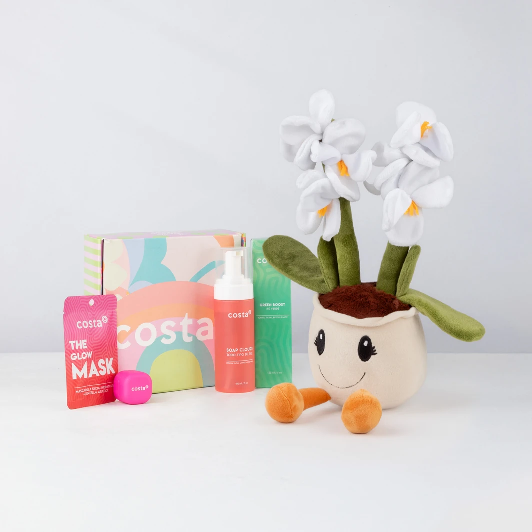 Mini Orquídea de Peluche con Kit Skincare Glow Up 26379